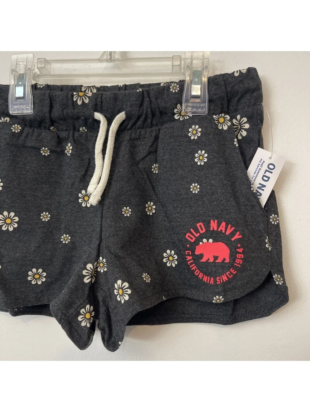 Old Navy Girls Medium 8 Gray Floral Elastic-Waist Pocket Shorts NWT! A5769
